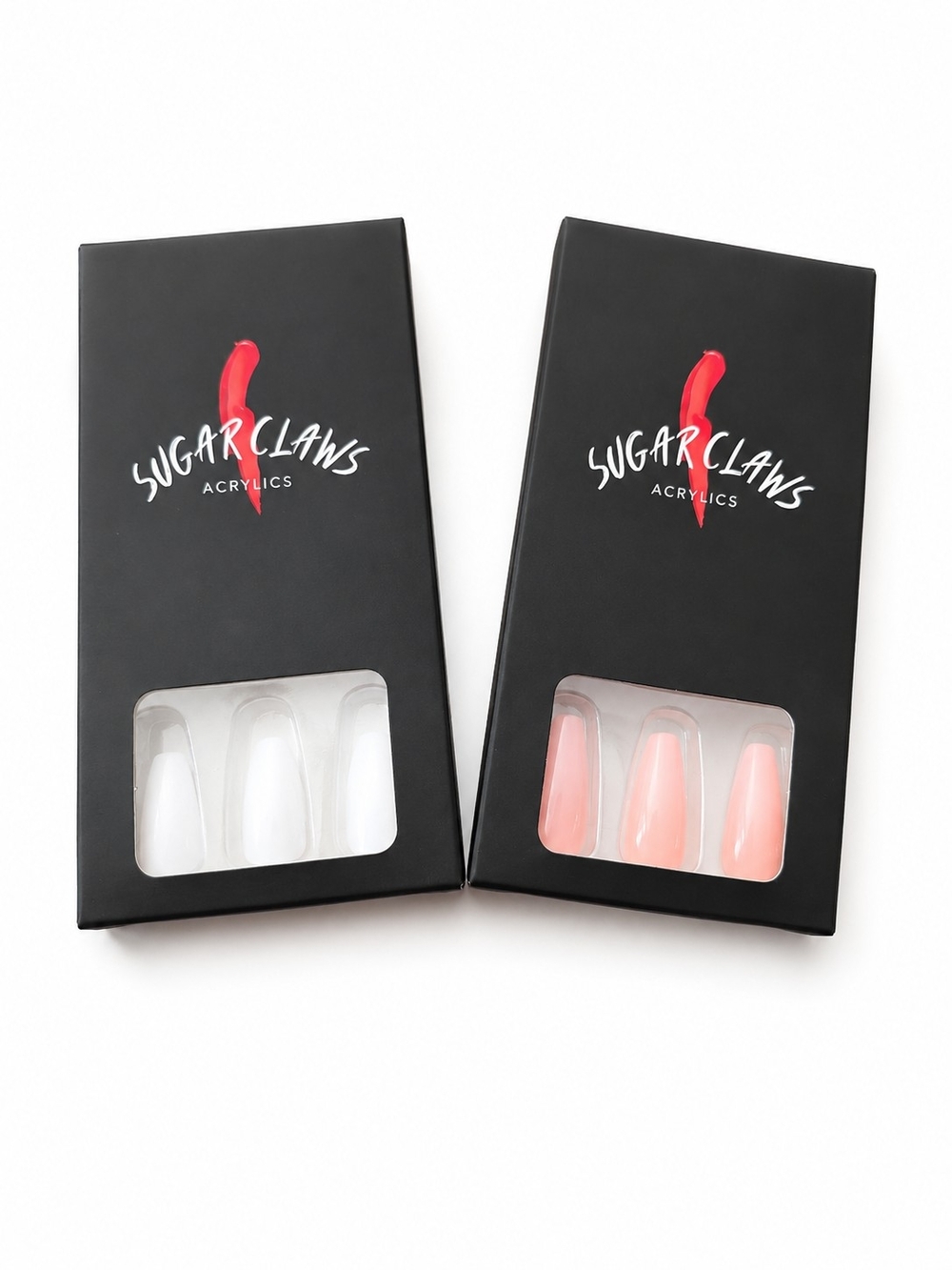 2 Sets NEW◇Sugar Claws Acrylic Press-On Nails - White & Light Pink